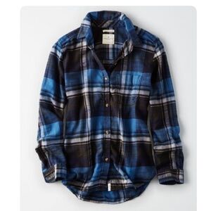 Blue and Black Plaid Shirt